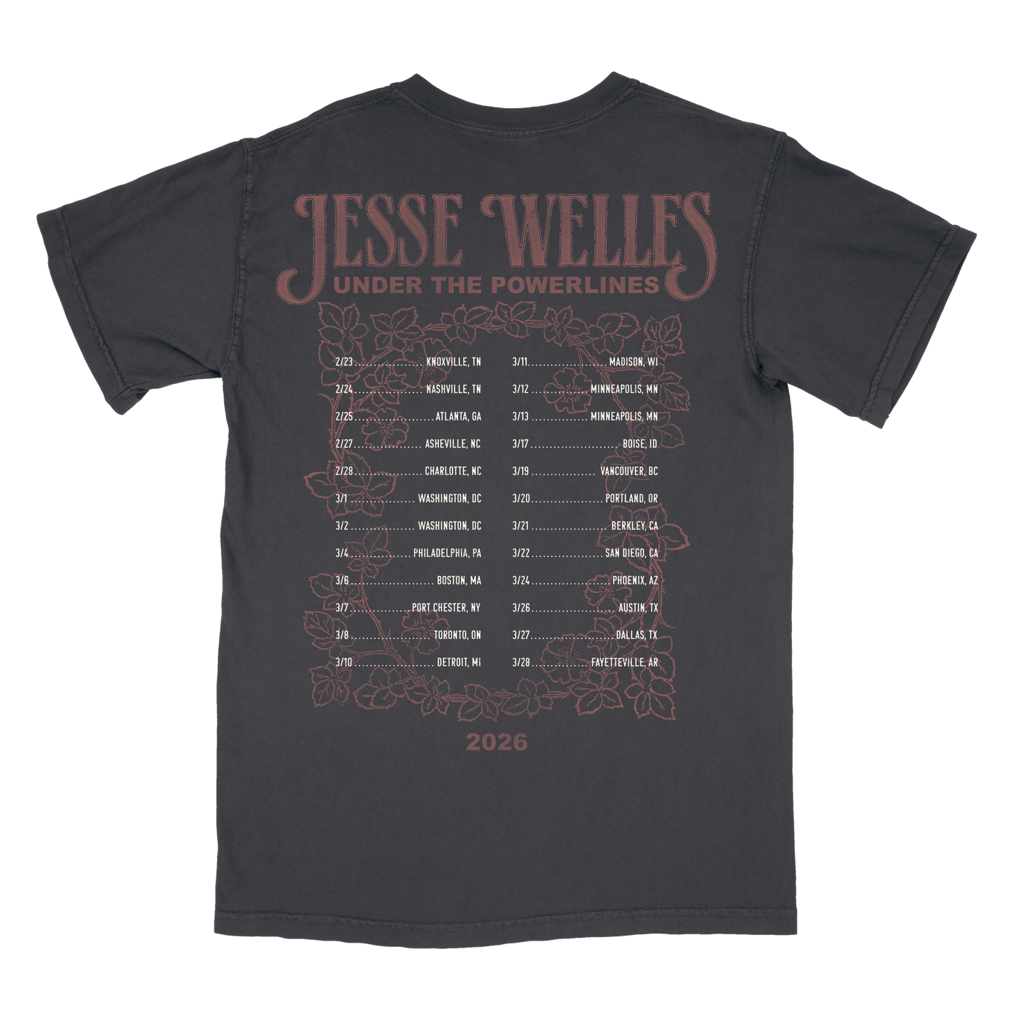 Under The Powerlines Flower 2026 Tour Tee