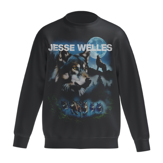 Jesse Welles Wolves Black Crewneck
